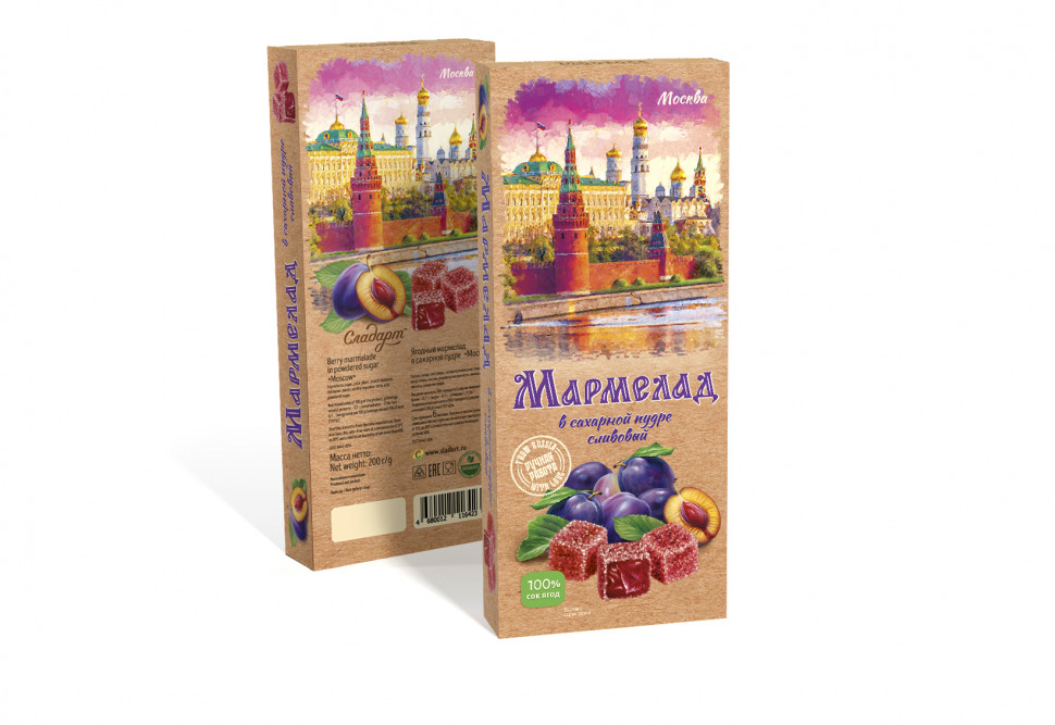  Сладарт Мармелад Сливовый МОСКВА в сахарной пудре (642), 200г   в Химках